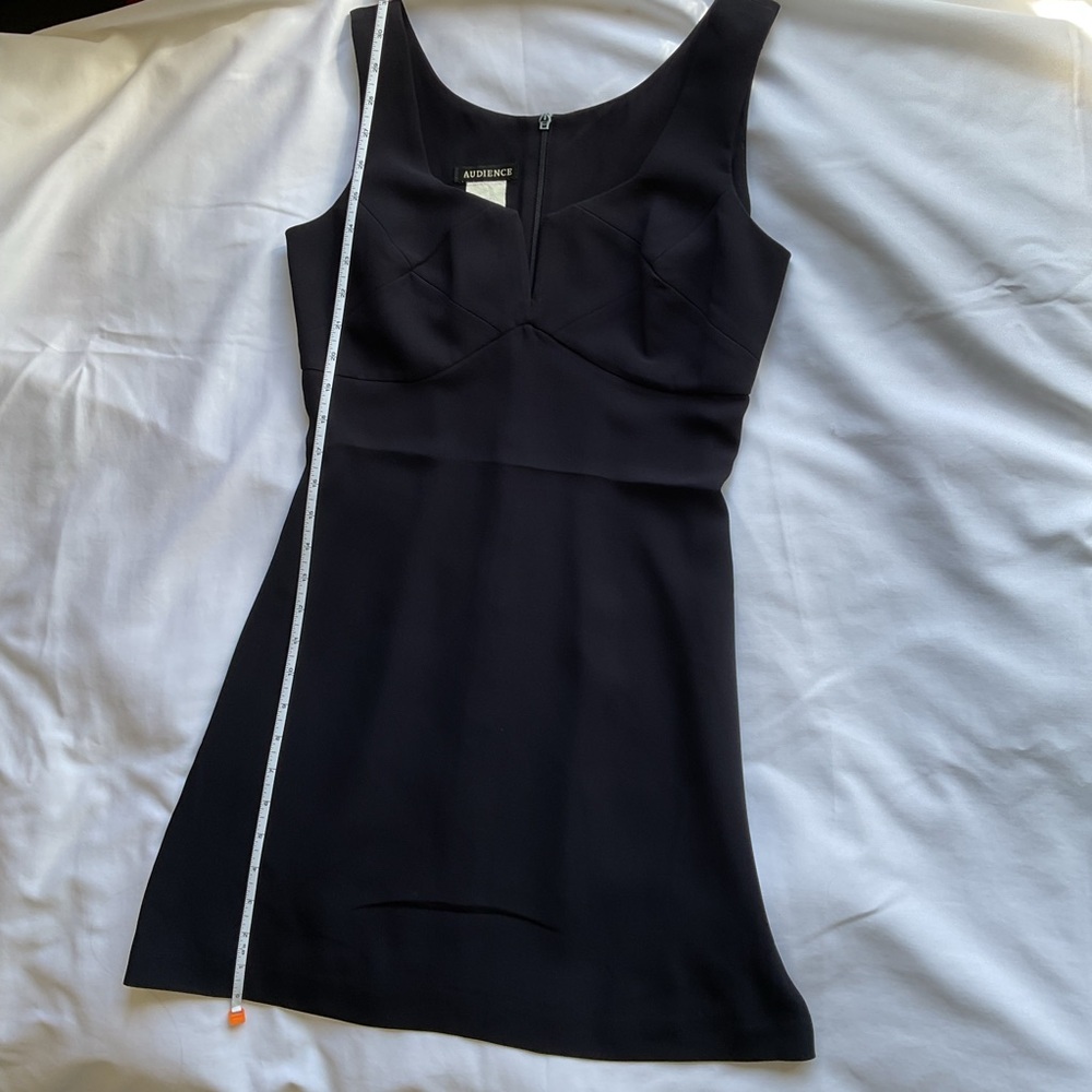 Navy fitted mini dress by Audience.